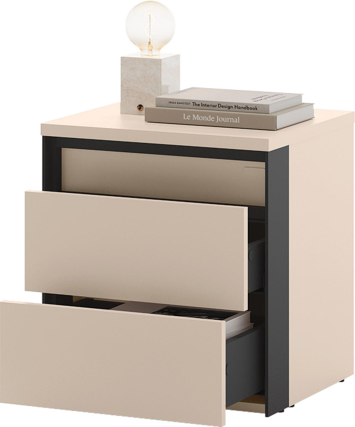 NACHTSCHRANK 45/50/40 cm  - Beige/Schwarz, MODERN, Holzwerkstoff (45/50/40cm) - Voleo