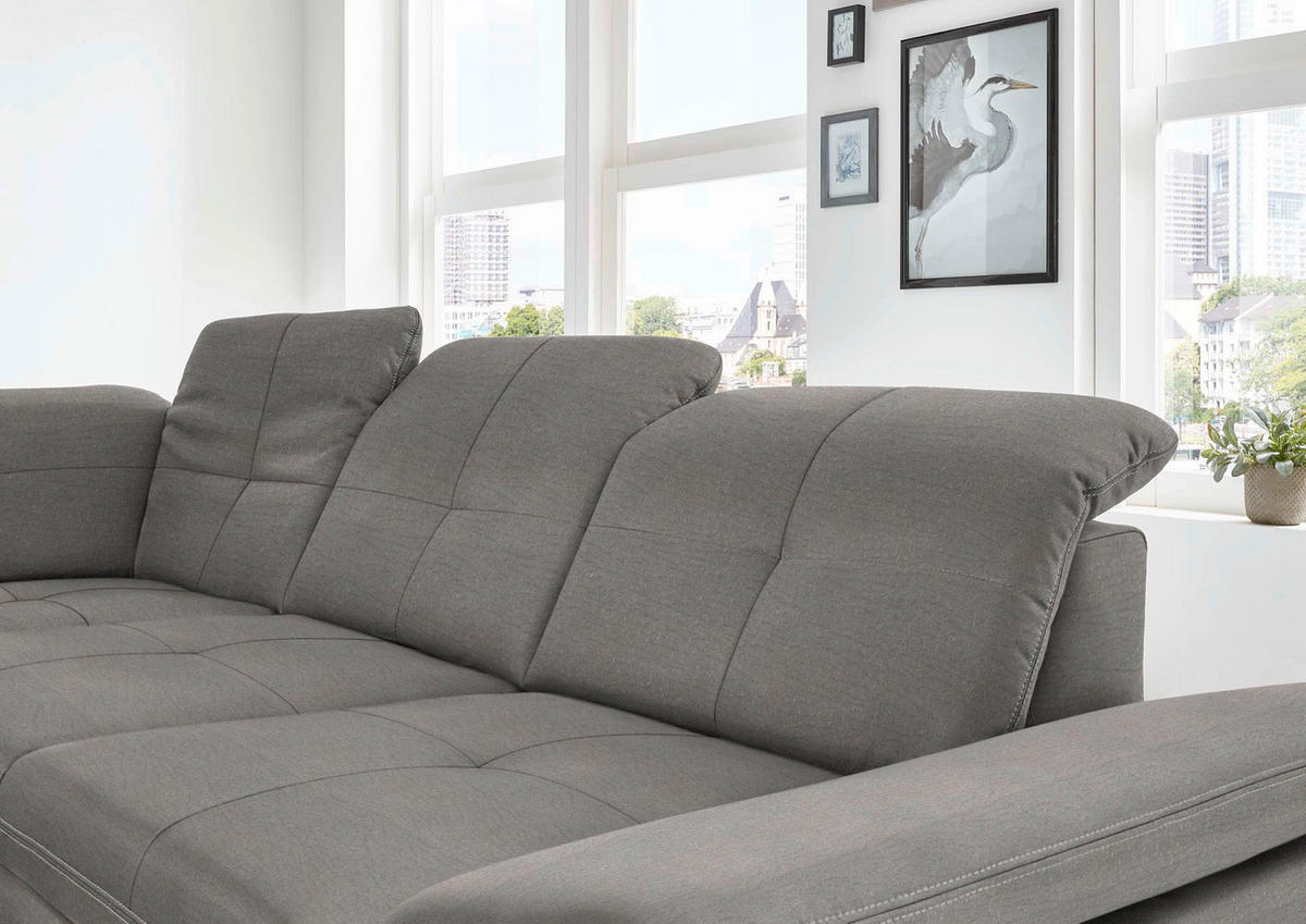 ECKSOFA in Mikrofaser Hellgrau  - Silberfarben/Hellgrau, Design, Textil/Metall (260/320cm) - Beldomo Speed