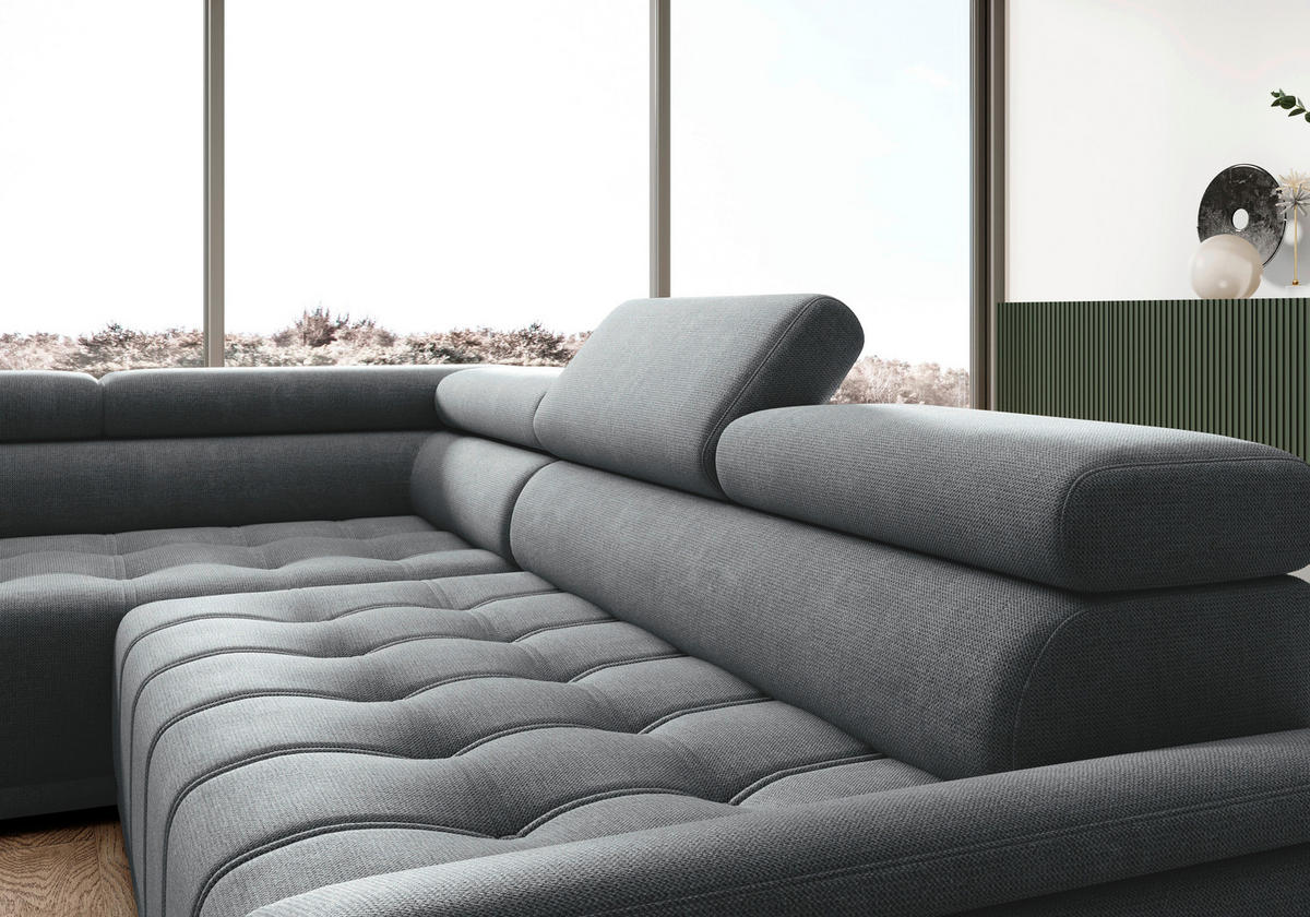 HÖRNSOFFA i chenille, vävt tyg antracit  - svart/antracit, Modern, textil/plast (206/283cm) - MID.YOU