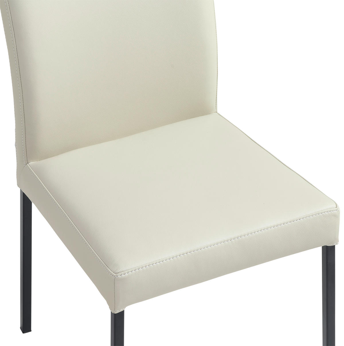 STUHL Echtleder Beige  - Beige/Schwarz, MODERN, Leder/Metall (45,5/86/57,5cm) - Livetastic