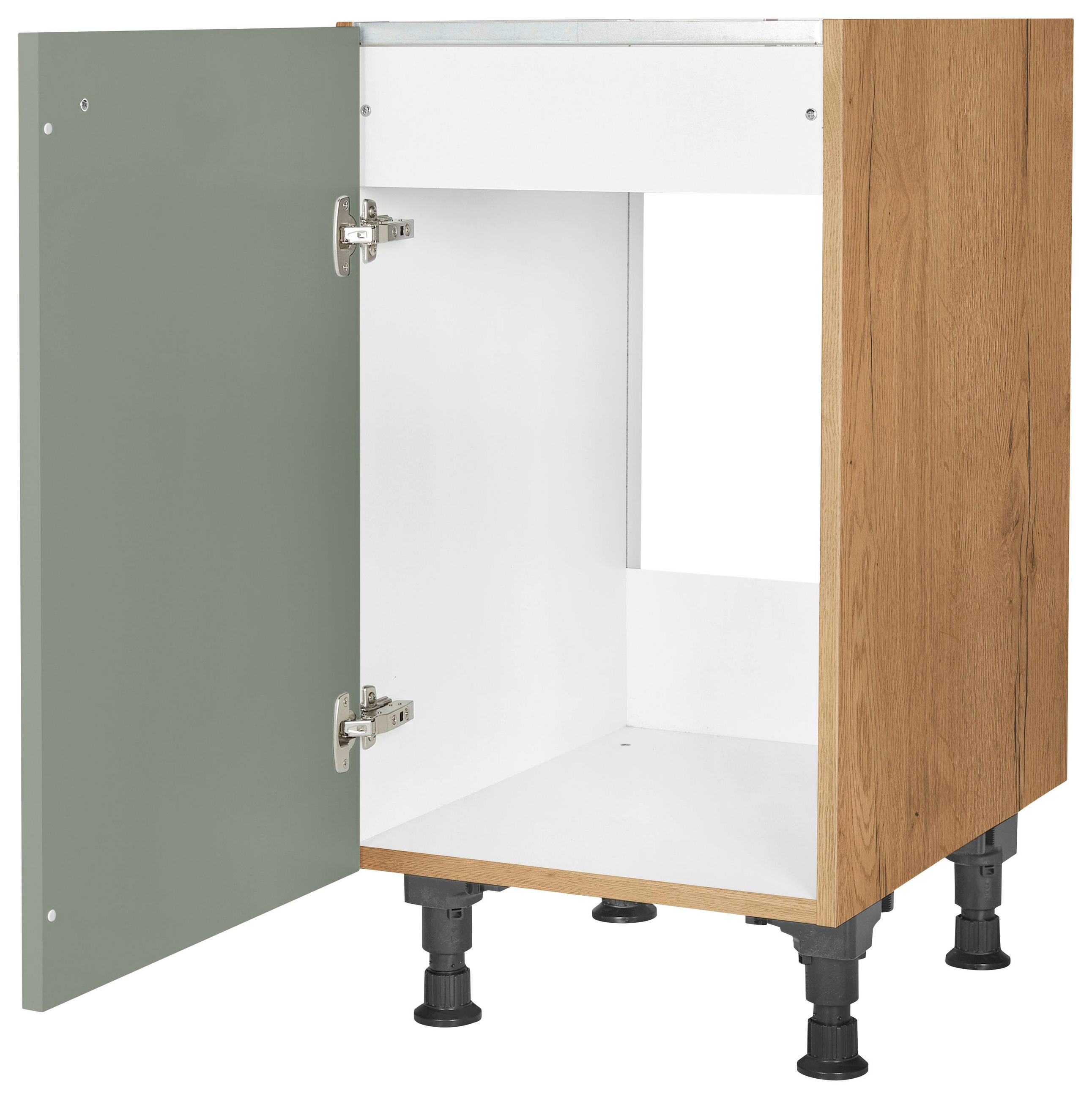 SPÜLENUNTERSCHRANK 45/87/56 cm  in Grün, Eichefarben  - Eichefarben/Schwarz, MODERN, Holzwerkstoff/Metall (45/87/56cm) - Nobilia
