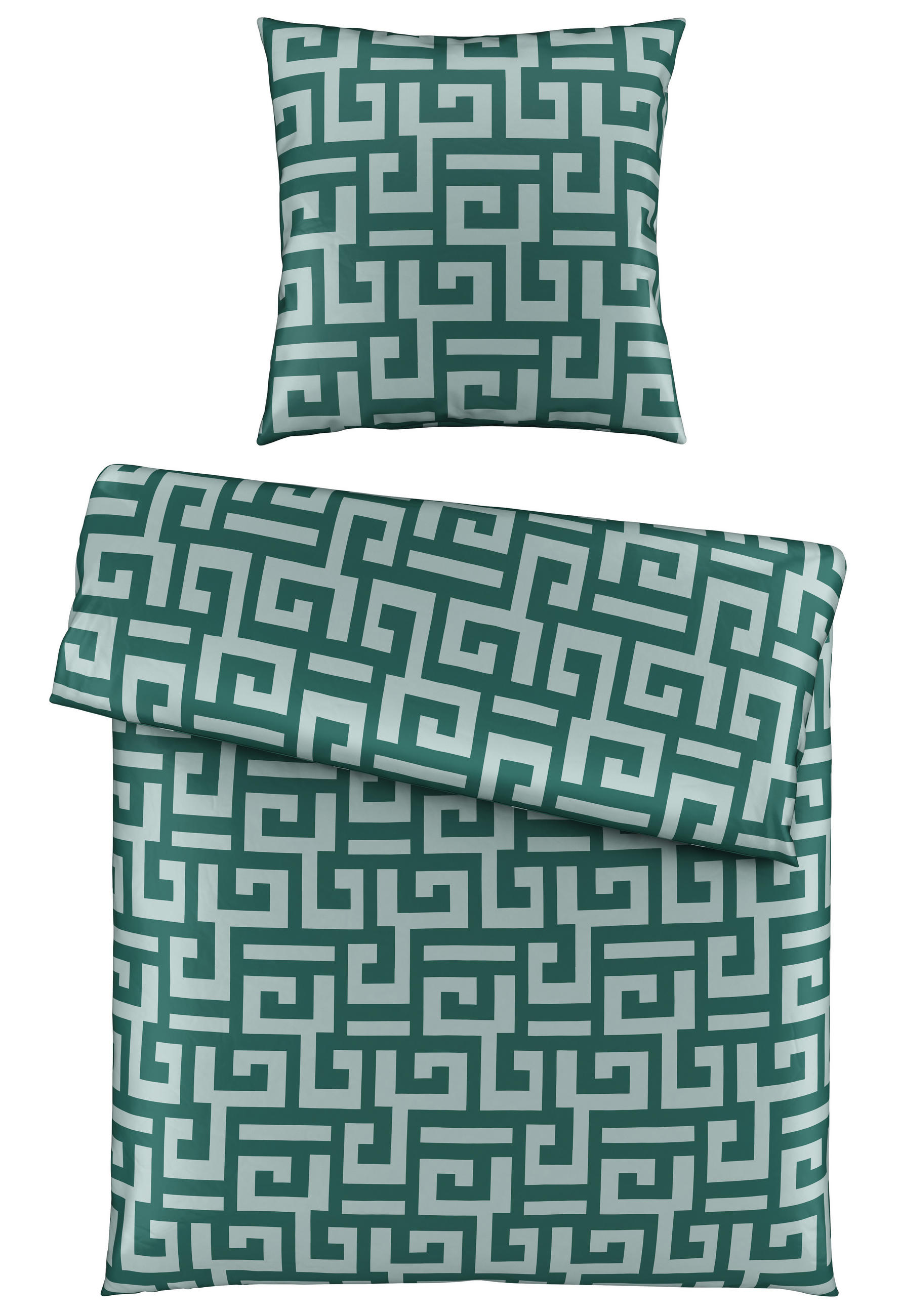 WENDEBETTWÄSCHE Mila Satin - Smaragdgrün, Basics, Textil (135/200cm) - Bio:Vio