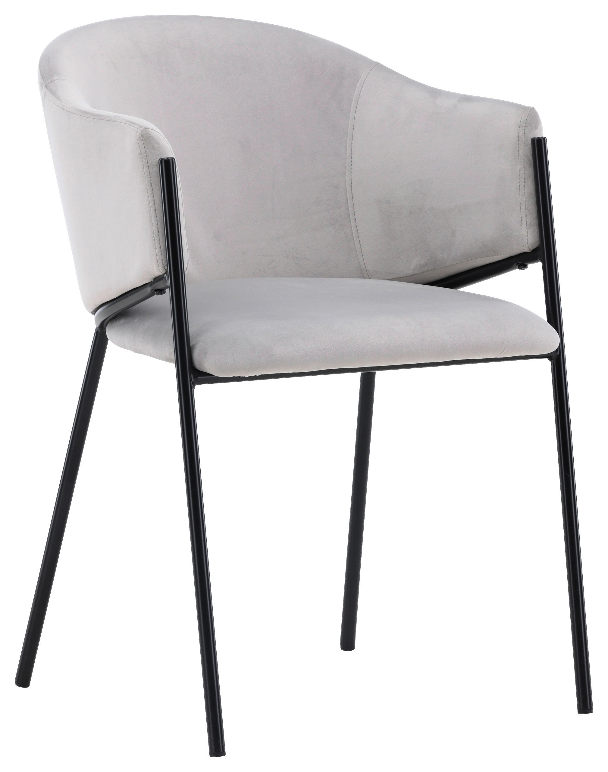 STUHL-SET 2 Stück  in Stahl Samt Metall, Textil  - Hellgrau/Schwarz, Design, Textil/Metall (54/80/62cm) - Livetastic