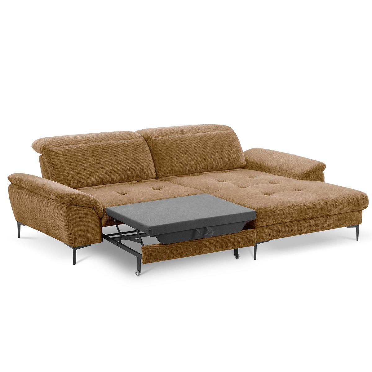 ECKSOFA  Webstoff Rostfarben  - Rostfarben/Schwarz, Design, Textil/Metall (268/195cm) - Livetastic