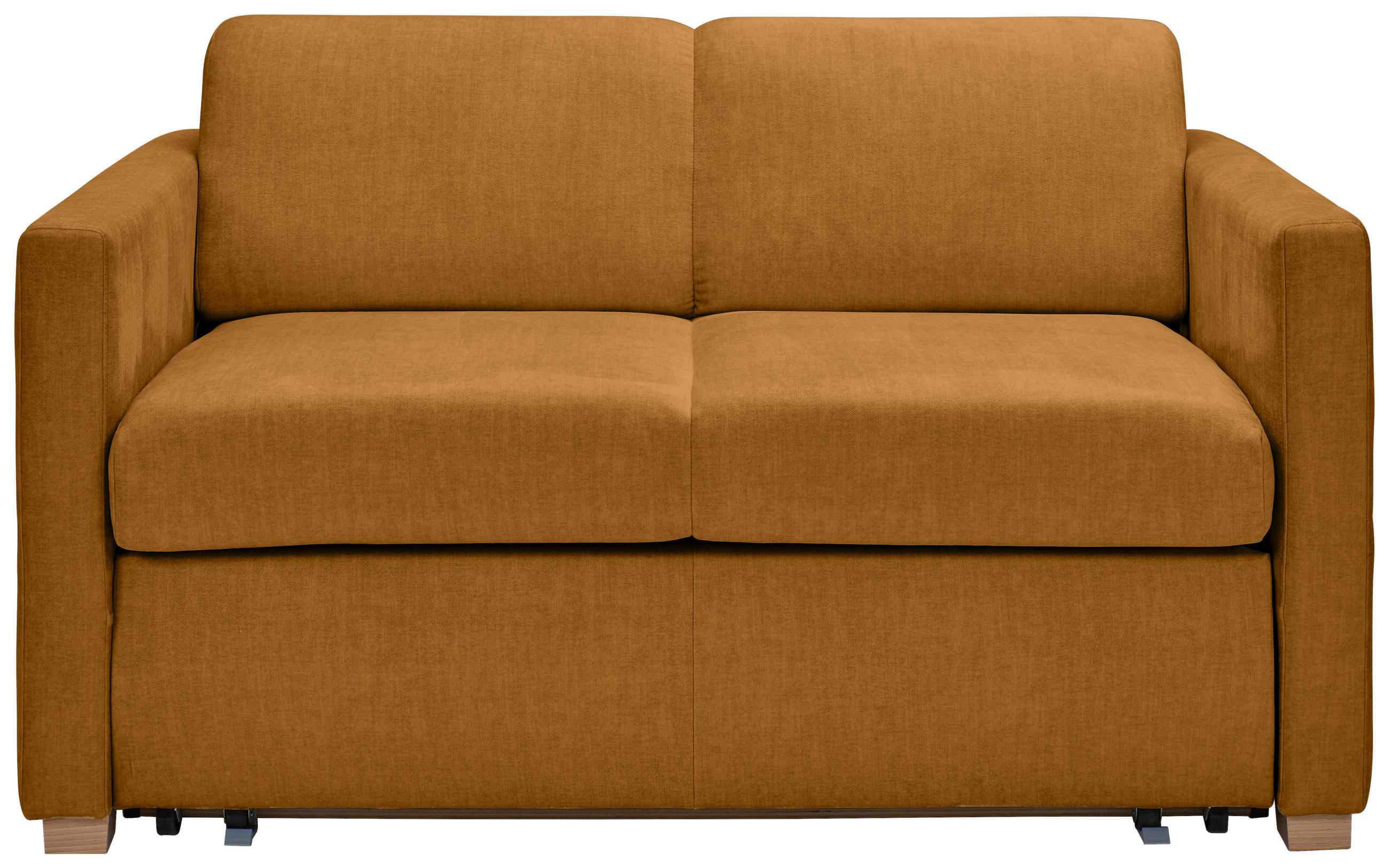 SCHLAFSOFA Flachgewebe Dunkelgelb  inkl. Bettkasten, Schlaffunktion, Rücken echt  - Buchefarben/Dunkelgelb, KONVENTIONELL, Holz/Textil (144/81/97,5cm) - Carryhome