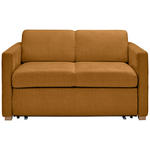 SCHLAFSOFA Flachgewebe Dunkelgelb  inkl. Bettkasten, Schlaffunktion, Rücken echt  - Buchefarben/Dunkelgelb, KONVENTIONELL, Holz/Textil (144/81/97,5cm) - Carryhome