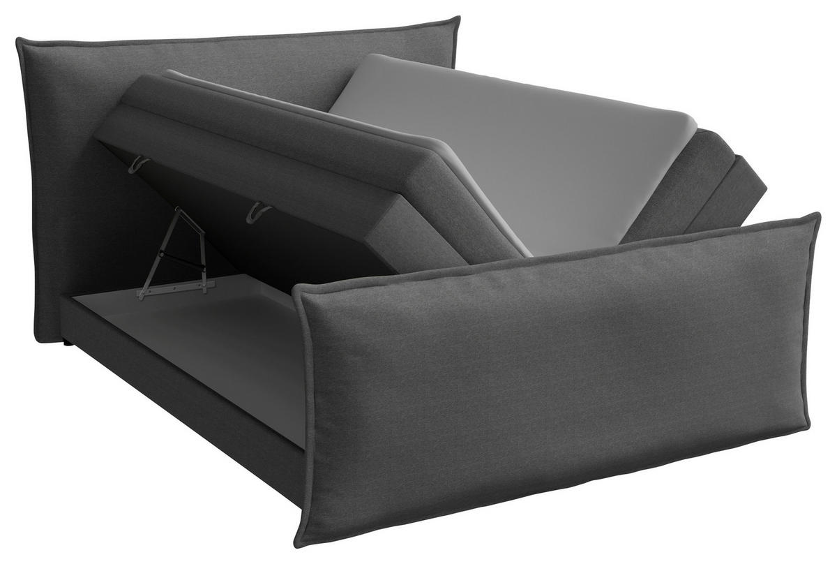 BOXSPRINGBETT 160/200 cm  in Silberfarben  - Silberfarben/Schwarz, MODERN, Textil (160/200cm) - MID.YOU