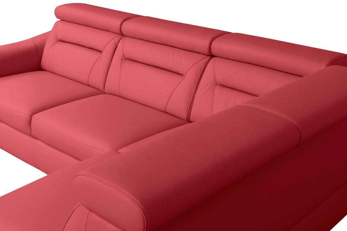 ECKSOFA  in Lederlook Echtleder Rot  - Wengefarben/Rot, Design, Leder/Holz (212/260cm) - Celina Home