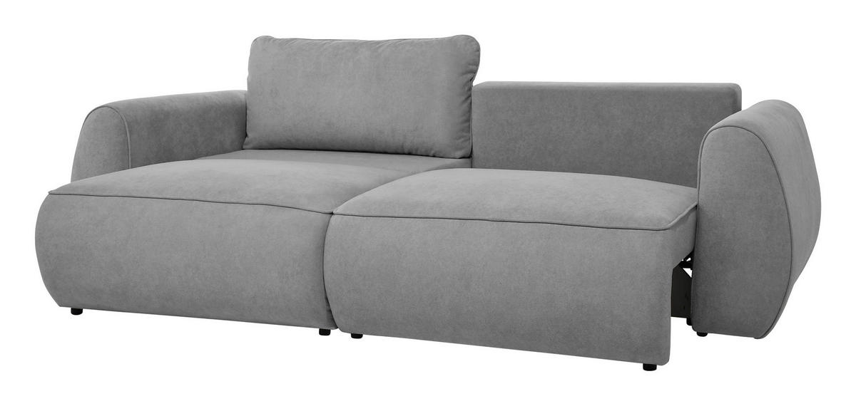 SCHLAFSOFA Chenille Grau  inkl. Zierkissen, Rückenkissen, Bettkasten, Schlaffunktion, Rücken echt, Liegefläche im Originalstoff  - Schwarz/Grau, KONVENTIONELL, Kunststoff/Textil (257/96/110cm) - Milino