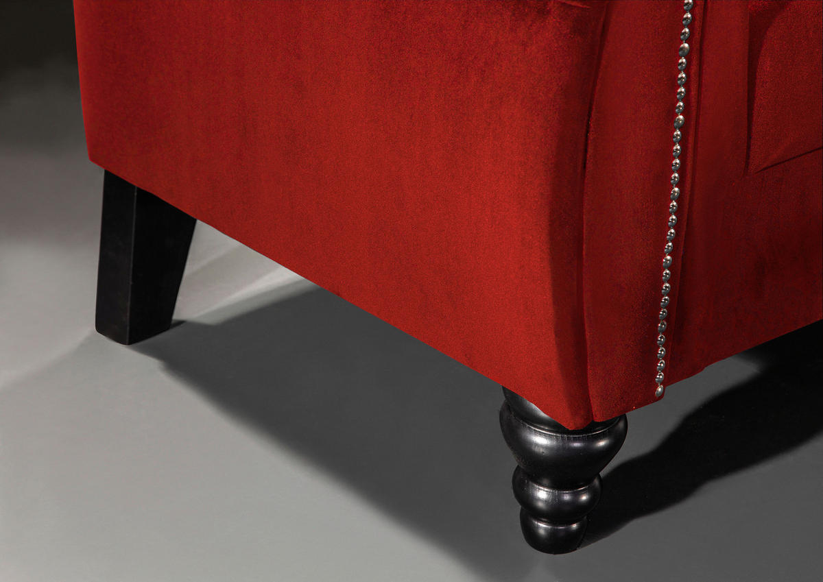 2-SITZER-SOFA Chenille Rot  - Rot/Schwarz, Design, Holz/Textil (168/96/75cm)