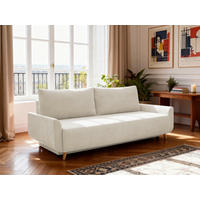 SCHLAFSOFA DUO Mikrofaser Weiß  inkl. Rückenkissen, Bettkasten, Schlaffunktion, Rücken echt  - Naturfarben/Weiß, Design, Textil (218/90/110cm) - P & B