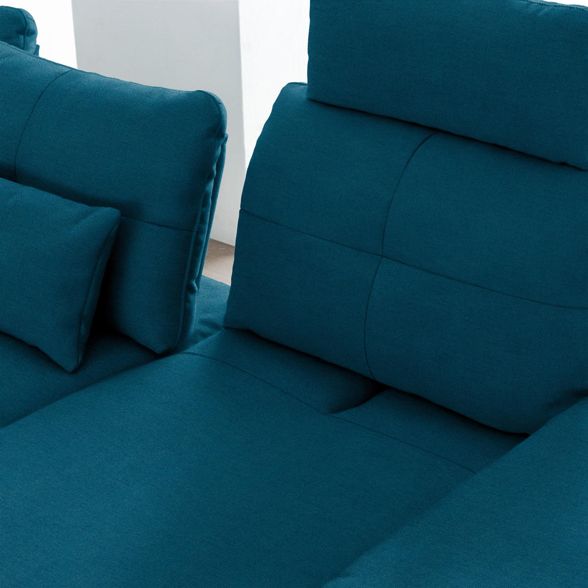 ECKSOFA in Flachgewebe Dunkelblau  - Schwarz/Dunkelblau, Design, Textil/Metall (271/344cm) - Chilliano