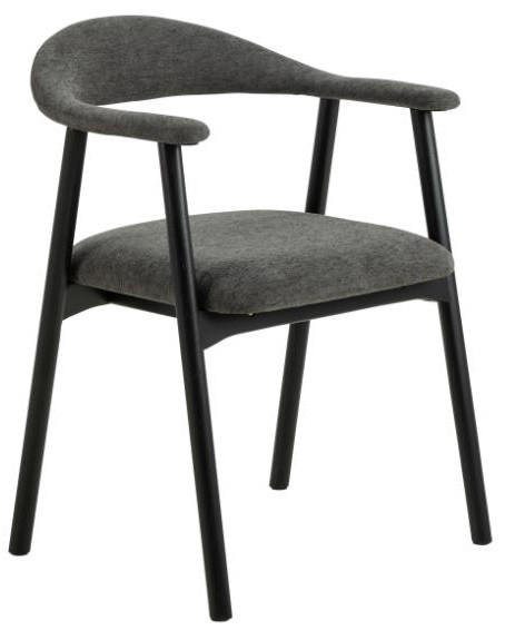 MID.YOU STOLIČKA S PODRÚČKAMI, plochá tkanina, čierna, tmavosivá