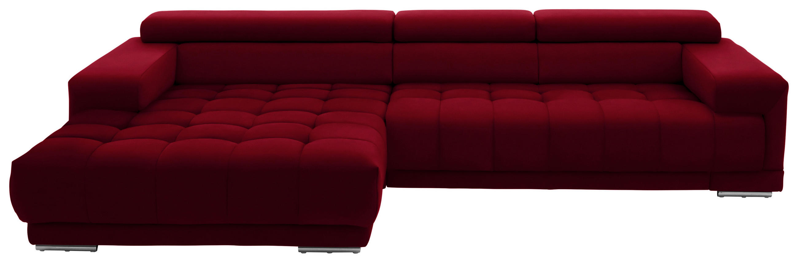 ECKSOFA Mikrofaser Rot  - Silberfarben/Rot, Design, Textil/Metall (190/335cm) - Beldomo Speed