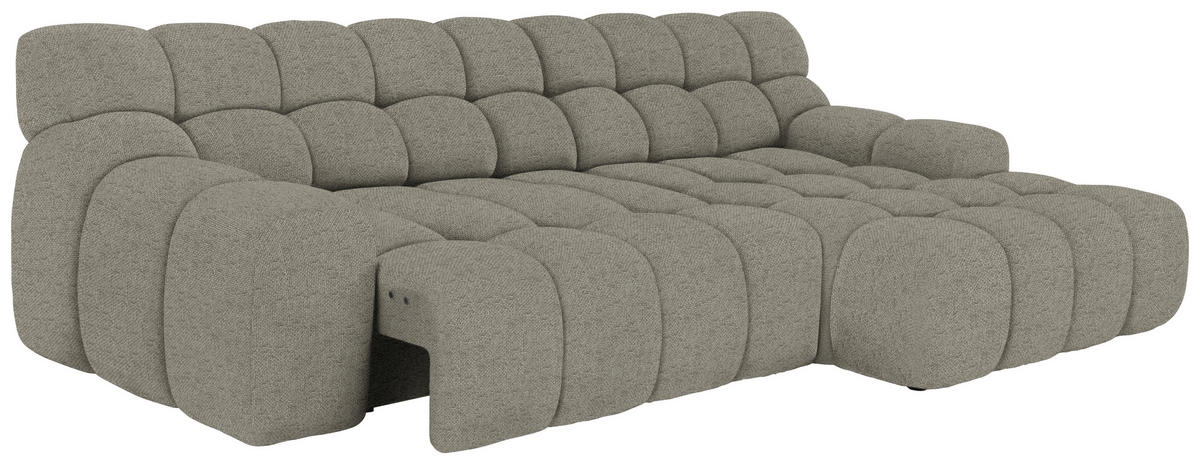 ECKSOFA in Webstoff Graubraun  - Graubraun/Schwarz, Modern, Kunststoff/Textil (297/180cm) - Welnova