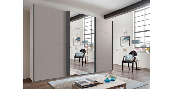 SCHWEBETÜRENSCHRANK  in Graphitfarben, Sahara  - Schwarz/Graphitfarben, KONVENTIONELL, Glas/Holzwerkstoff (360/236/64cm) - Carryhome
