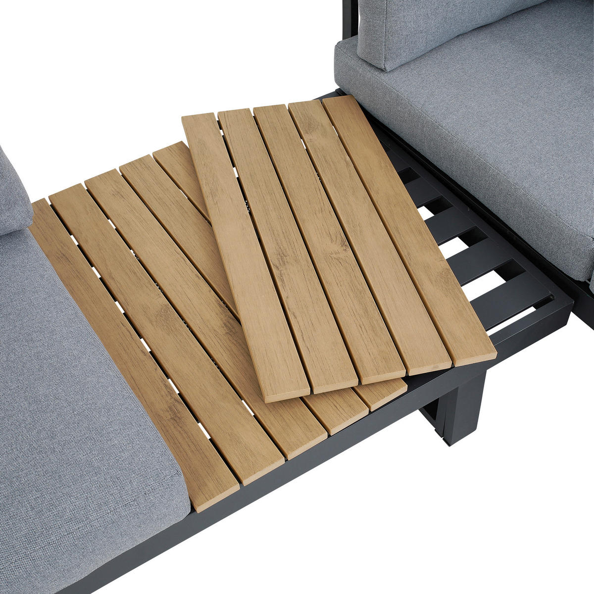 LOUNGEGARNITUR 17-teilig   210/75/210 cm Akazie Hartholz Aluminium  - Anthrazit/Braun, MODERN, Holz/Textil (210/75/210cm) - Gardenson