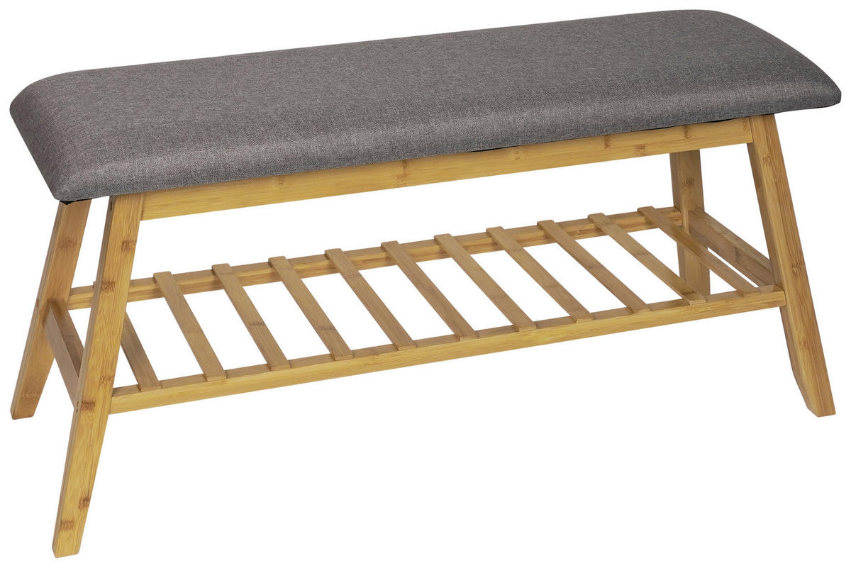 KLOP S PROSTOROM ZA ČEVLJE siva, naravne barve - siva/naravne barve, Basics, tekstil/les (90/45/30cm) - Carryhome