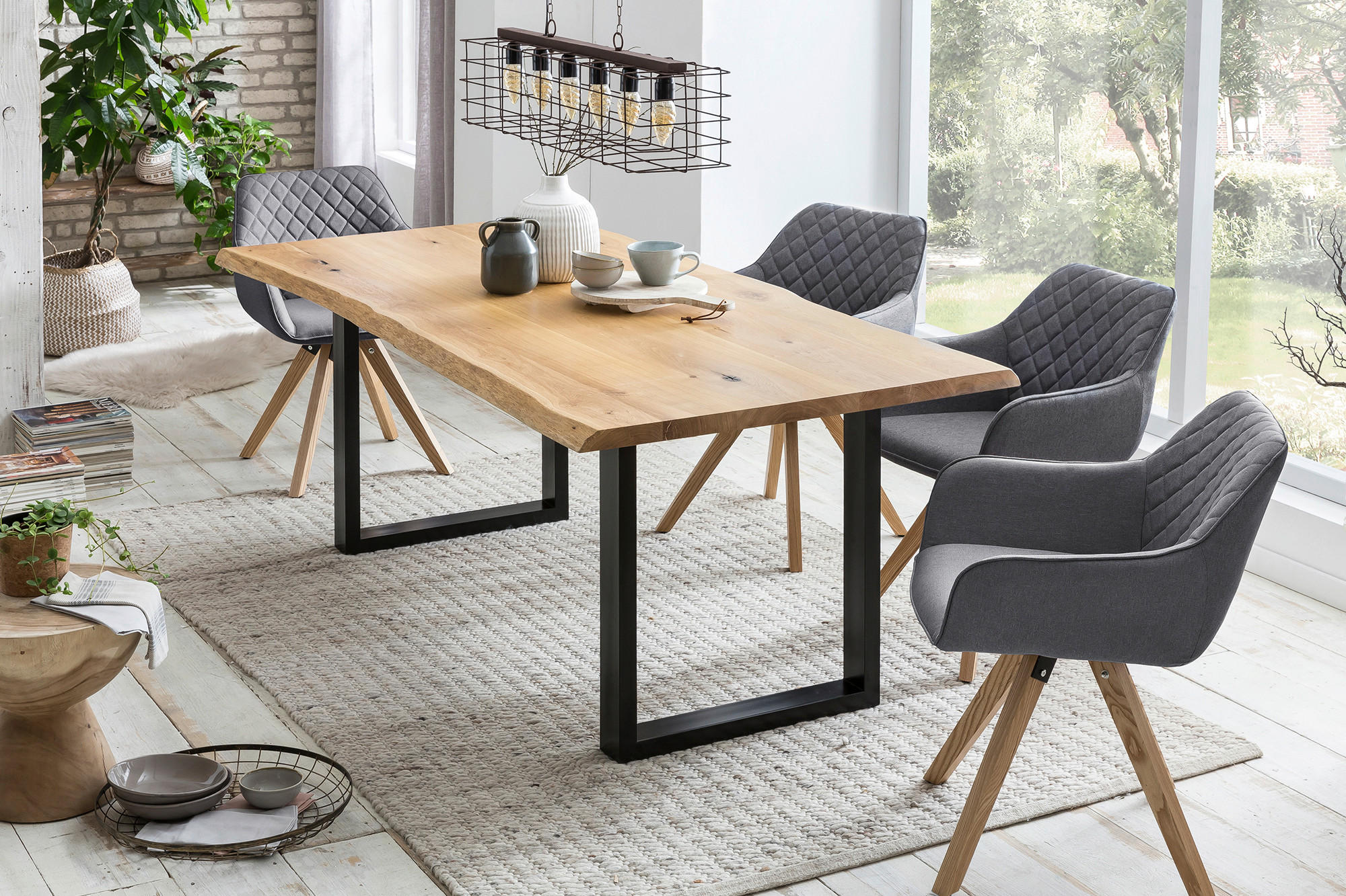 ESSTISCH in Holz 240/100/75 cm  - Schwarz/Naturfarben, MODERN, Holz/Metall (240/100/75cm) - Livetastic