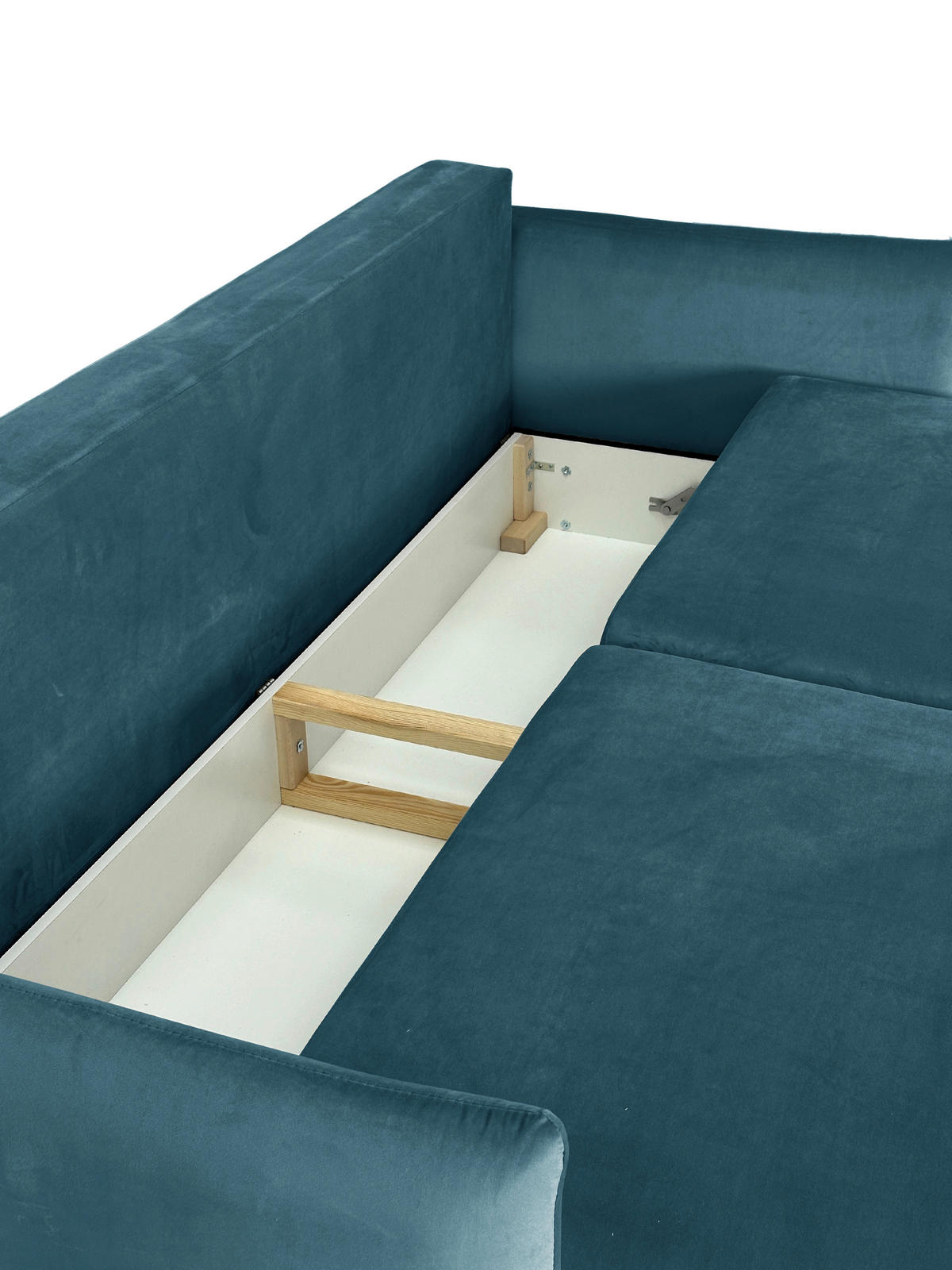 SCHLAFSOFA Velours Blau  - Blau/Schwarz, Design, Holz/Kunststoff (220/96/102cm) - MID.YOU