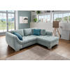 ECKSOFA Blau Cord  - Blau/Silberfarben, Design, Holz/Textil (250/190cm) - MID.YOU