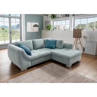 ECKSOFA Blau Cord  - Blau/Silberfarben, Design, Holz/Textil (250/190cm) - MID.YOU