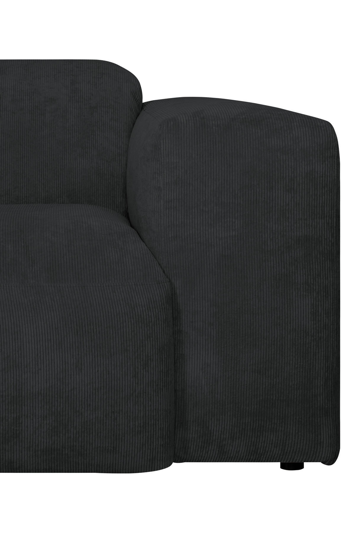 ECKSOFA HANNAH Schwarz Cord  - Schwarz, Design, Kunststoff/Textil (170/343cm) - MID.YOU