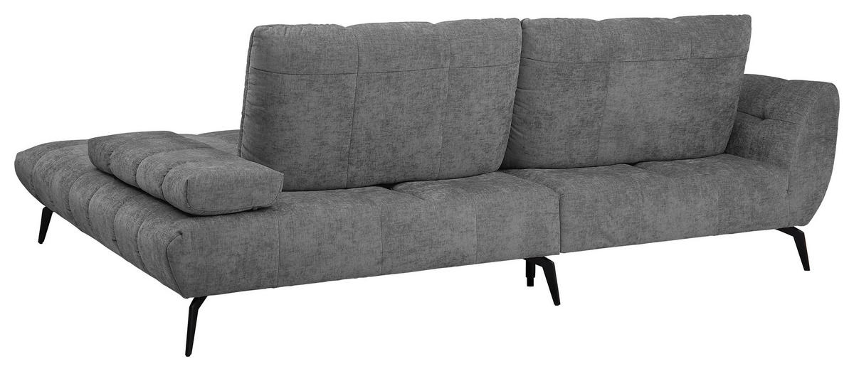 ECKSOFA Anthrazit Flachgewebe Rücken echt, Sitztiefenverstellung  - Anthrazit/Schwarz, KONVENTIONELL, Textil/Metall (273/211cm) - SetOne by Musterring