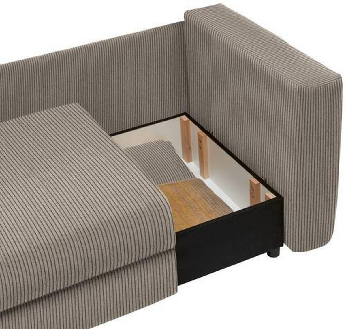 RÉCAMIERE Taupe Cord  - Taupe/Schwarz, Design, Kunststoff/Textil (171/71-88/93cm) - Cantus