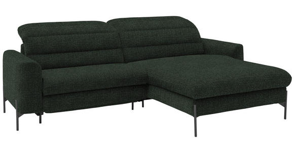 ECKSOFA in Flachgewebe Waldgrün 252/191 cm - Waldgrün/Schwarz, Design, Textil/Metall (252/191cm) - Dieter Knoll