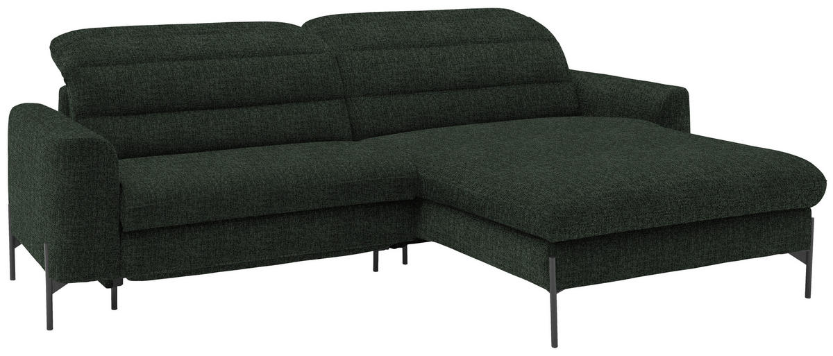 ECKSOFA in Flachgewebe Waldgrün  - Waldgrün/Schwarz, Design, Textil/Metall (252/191cm) - Dieter Knoll