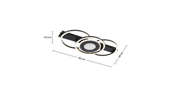 LED-DECKENLEUCHTE 60/28/6,5 cm  - Schwarz, Basics, Kunststoff/Metall (60/28/6,5cm) - Boxxx