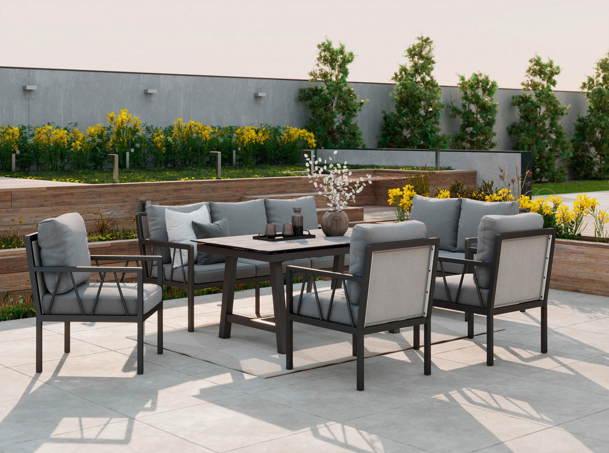 LOUNGETISCH 150-210/89/72 cm Metall, Kunststoff Anthrazit, Grau rechteckig  - Anthrazit/Grau, Design, Kunststoff/Metall (150-210/89/72cm) - Amatio