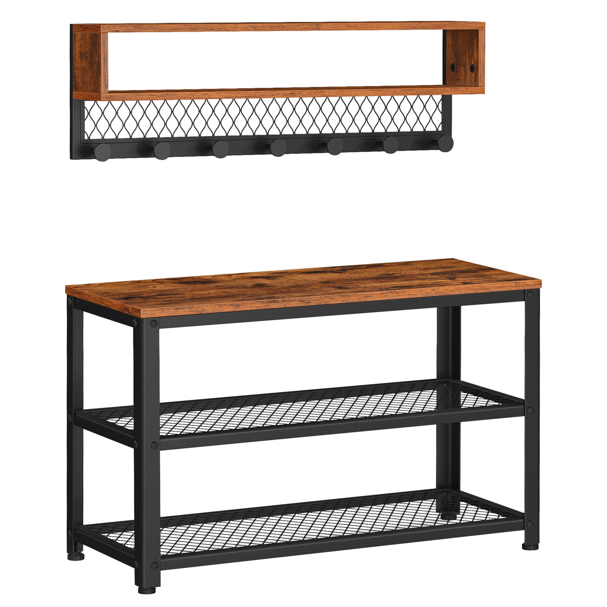 PREDSIEŇOVÝ NÁBYTOK, 73/45,5/30 cm - čierna/tmavohnedá, Trend, kov/kompozitné drevo (73/45,5/30cm) - MID.YOU