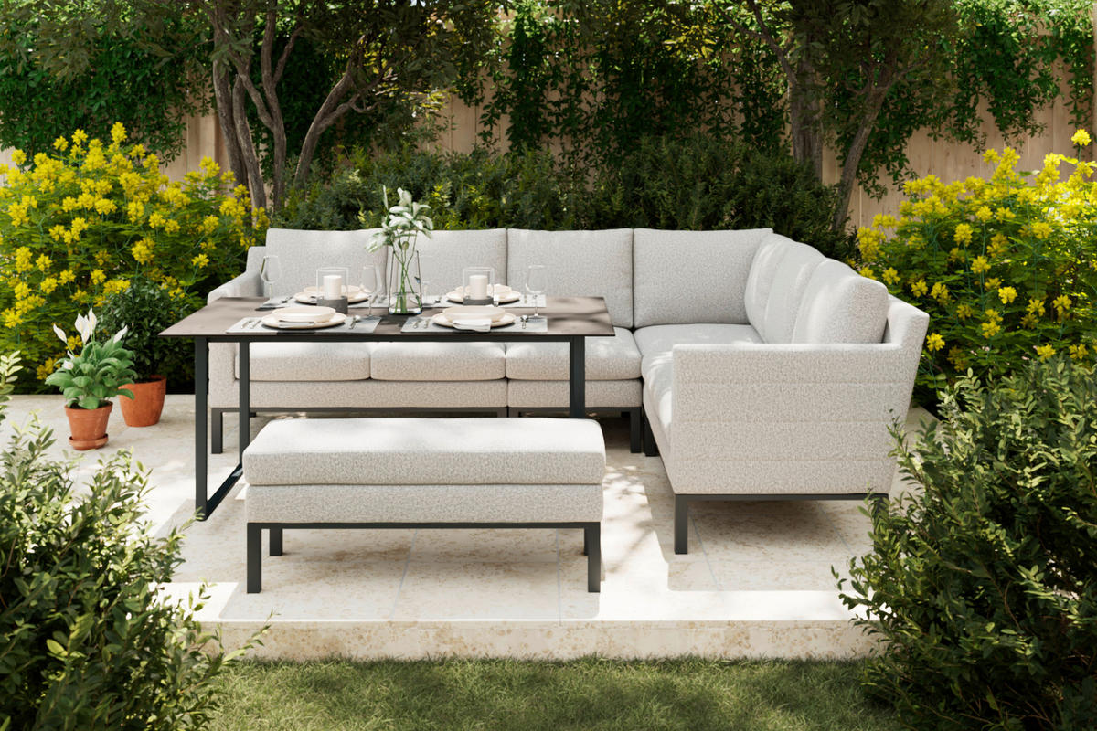 LOUNGEGARNITUR 5-teilig  277/213 cm  Aluminium  - Anthrazit/Hellgrau, LIFESTYLE, Textil/Metall (277/213cm) - Amatio