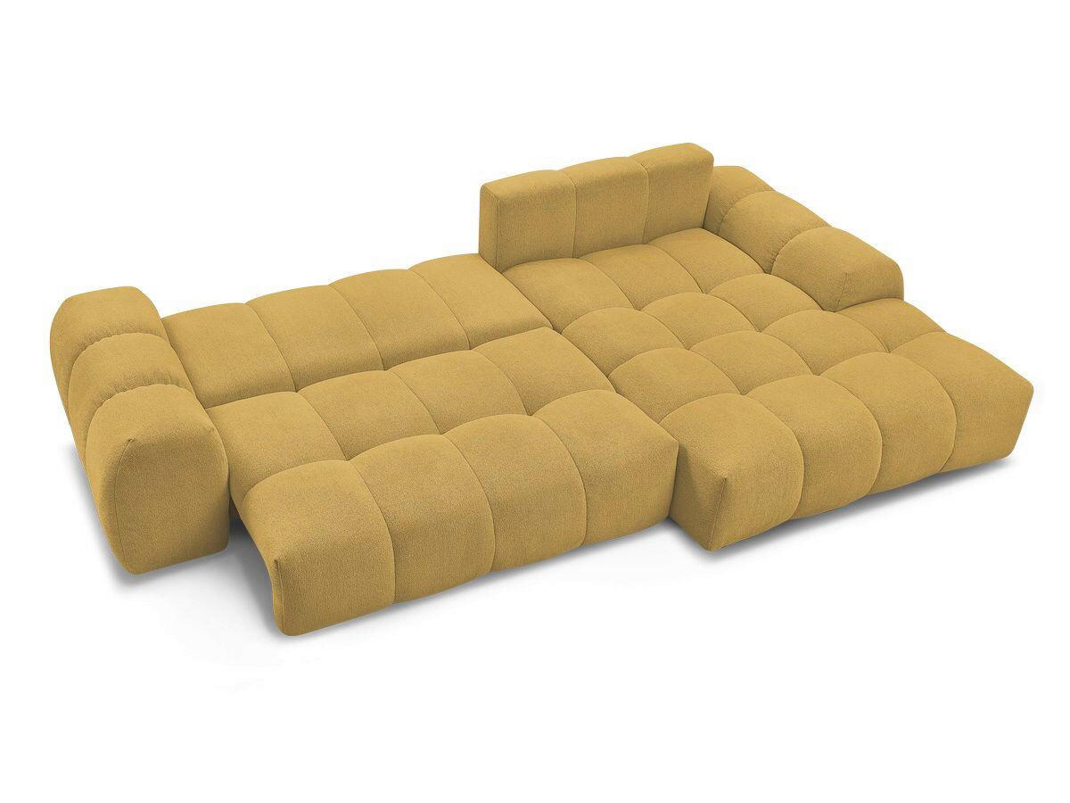 ECKSCHLAFSOFA EVEREST  mit Rücken echt, Armteil links, Armteil rechts Flachgewebe Gelb  - Gelb/Schwarz, MODERN, Kunststoff/Textil (318/180cm) - Livetastic