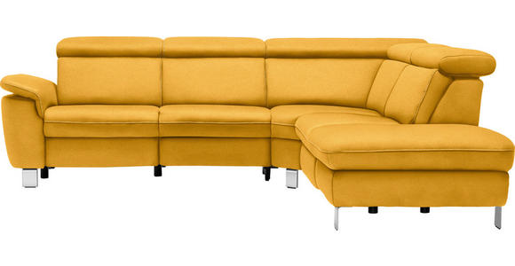 ECKSOFA in Flachgewebe, Mikrofaser Gelb  271/239 cm  - Gelb/Beige, Design, Textil/Metall (271/239cm) - Cantus