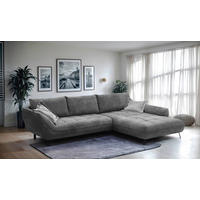 ECKSOFA BIARRITZ in Struktur Anthrazit  324/205 cm  - Anthrazit/Silberfarben, Design, Textil/Metall (324/205cm) - Livetastic