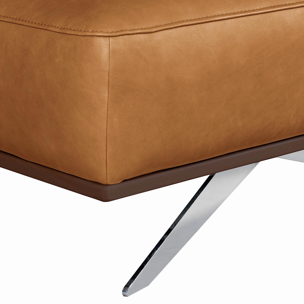 HOCKER Echtleder Schwarz  - Chromfarben/Schwarz, Design, Leder/Metall (95/46/80cm) - Livetastic