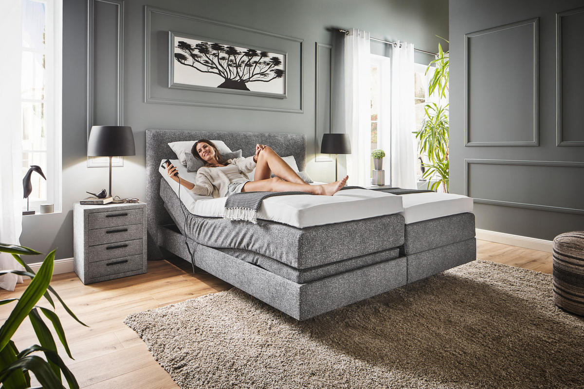 BOXSPRINGBETT 180/200 cm  in Grau  - Grau, Konventionell, Holz/Textil (180/200cm) - Dieter Knoll