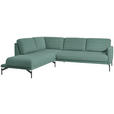 ECKSOFA in Flachgewebe Türkis  - Türkis/Anthrazit, Design, Textil/Metall (230/254cm) - Ambiente