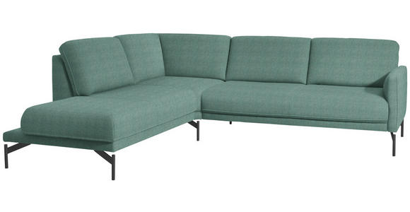 ECKSOFA in Flachgewebe Türkis  - Türkis/Anthrazit, Design, Textil/Metall (230/254cm) - Ambiente