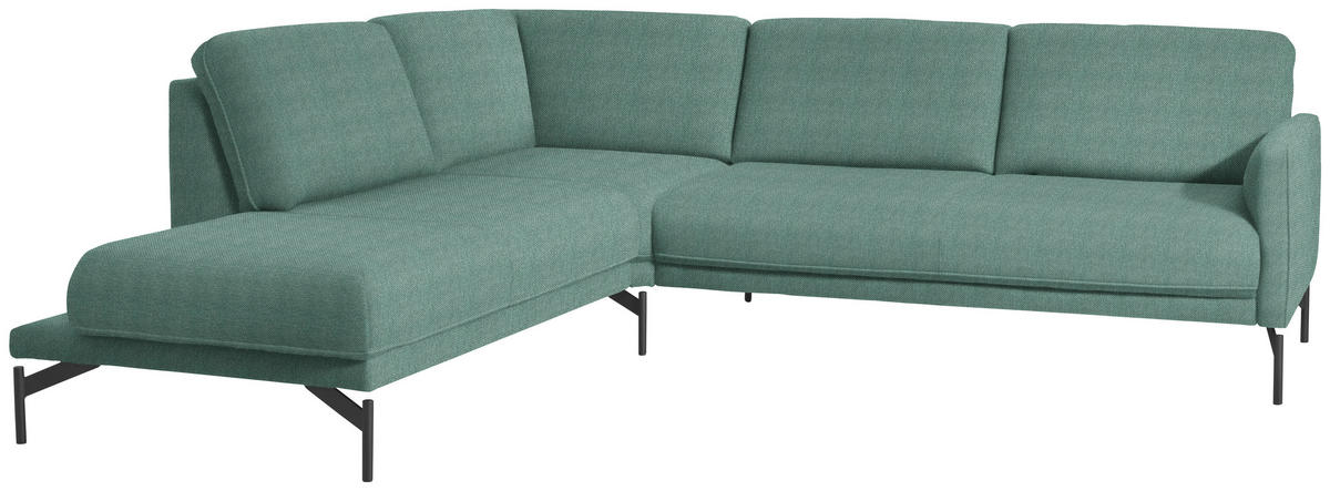 ECKSOFA in Flachgewebe Türkis  - Türkis/Anthrazit, Design, Textil/Metall (230/254cm) - Johann Jakob