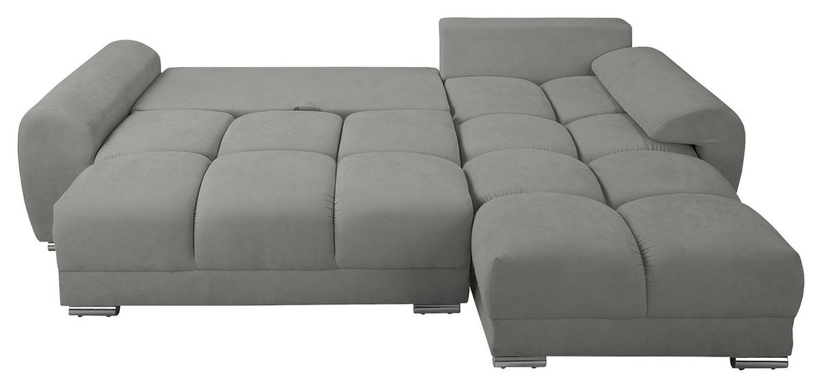 ECKSOFA in Mikrofaser Grau  - Silberfarben/Grau, Design, Textil/Metall (256/175cm) - Livetastic