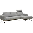 ECKSOFA in Struktur Grau  262/157 cm  - Schwarz/Grau, Design, Textil/Metall (262/157cm) - Novel