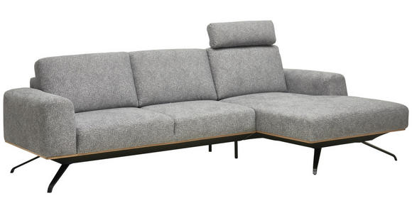 ECKSOFA in Struktur Grau 262/157 cm - Schwarz/Grau, Design, Textil/Metall (262/157cm) - Novel