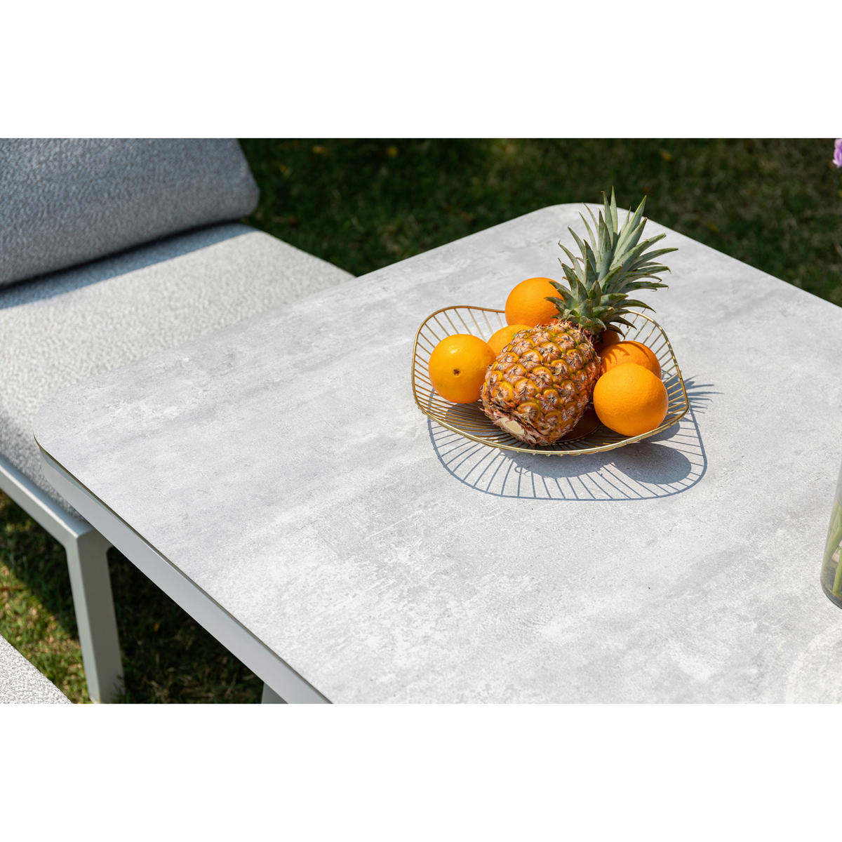 DINING-LOUNGESET  - Weiß/Grau, MODERN, Glas/Textil - Gardenson