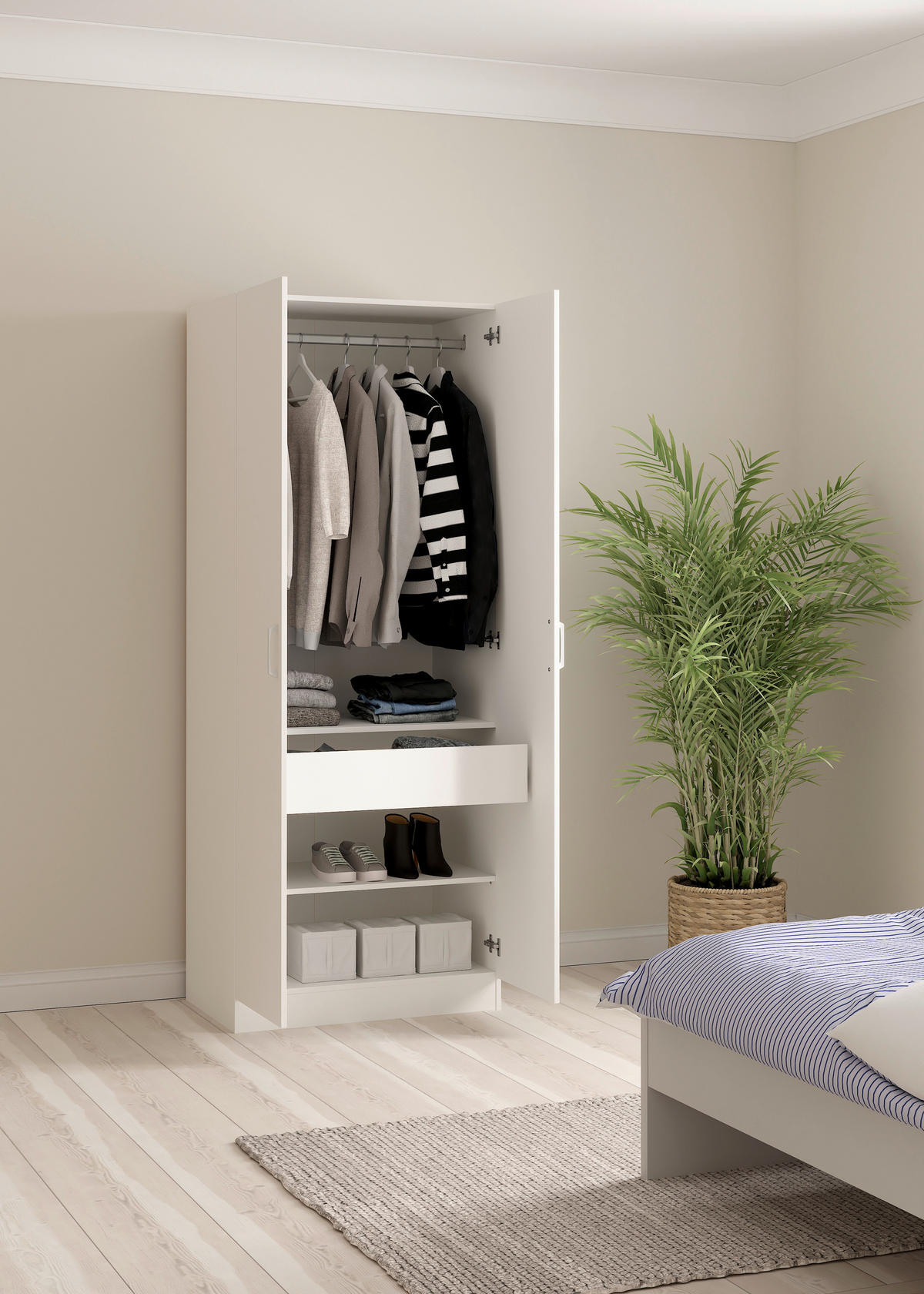 DREHTÜRENSCHRANK in Weiss  - Weiss, Modern, Holzwerkstoff/Metall (78,5/200,4/49,75cm) - MID.YOU