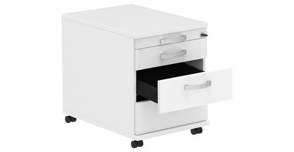 ROLLCONTAINER Weiß, Alufarben - Alufarben/Weiß, KONVENTIONELL, Holzwerkstoff/Metall (42,7/54,4/60cm) - Moderano