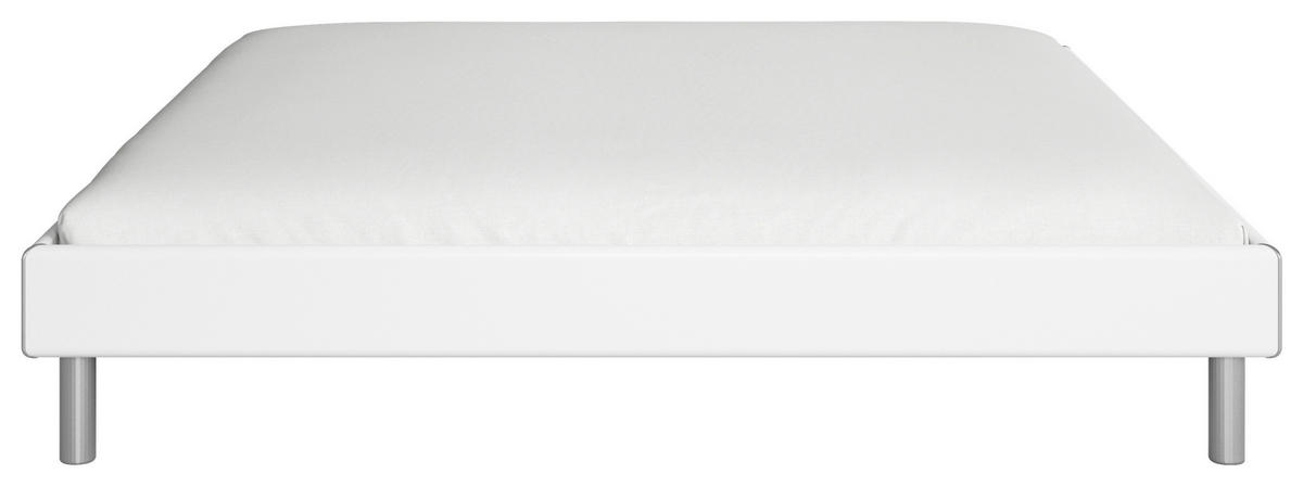 BETT 200/200 cm  in Weiss   - Weiss/Alufarben, Design, Holzwerkstoff/Metall (200/200cm) - Carryhome